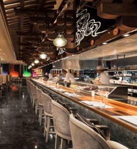 Long sushi bar at Morimoto Doha