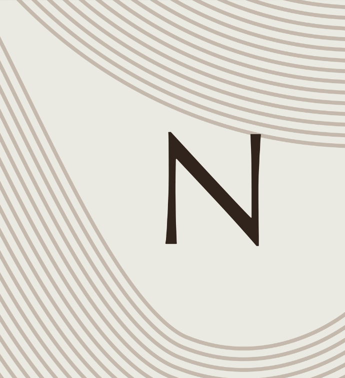 an infographic with an N on a tan background