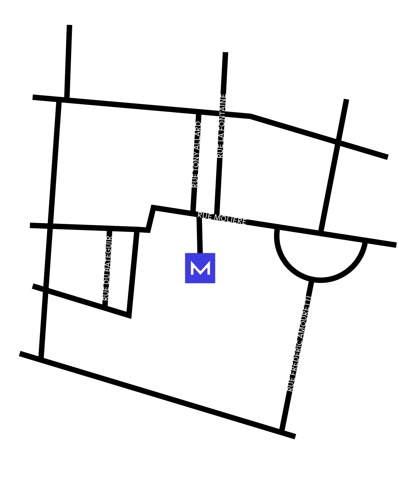 Street map showing the location of Mondrian Cannes