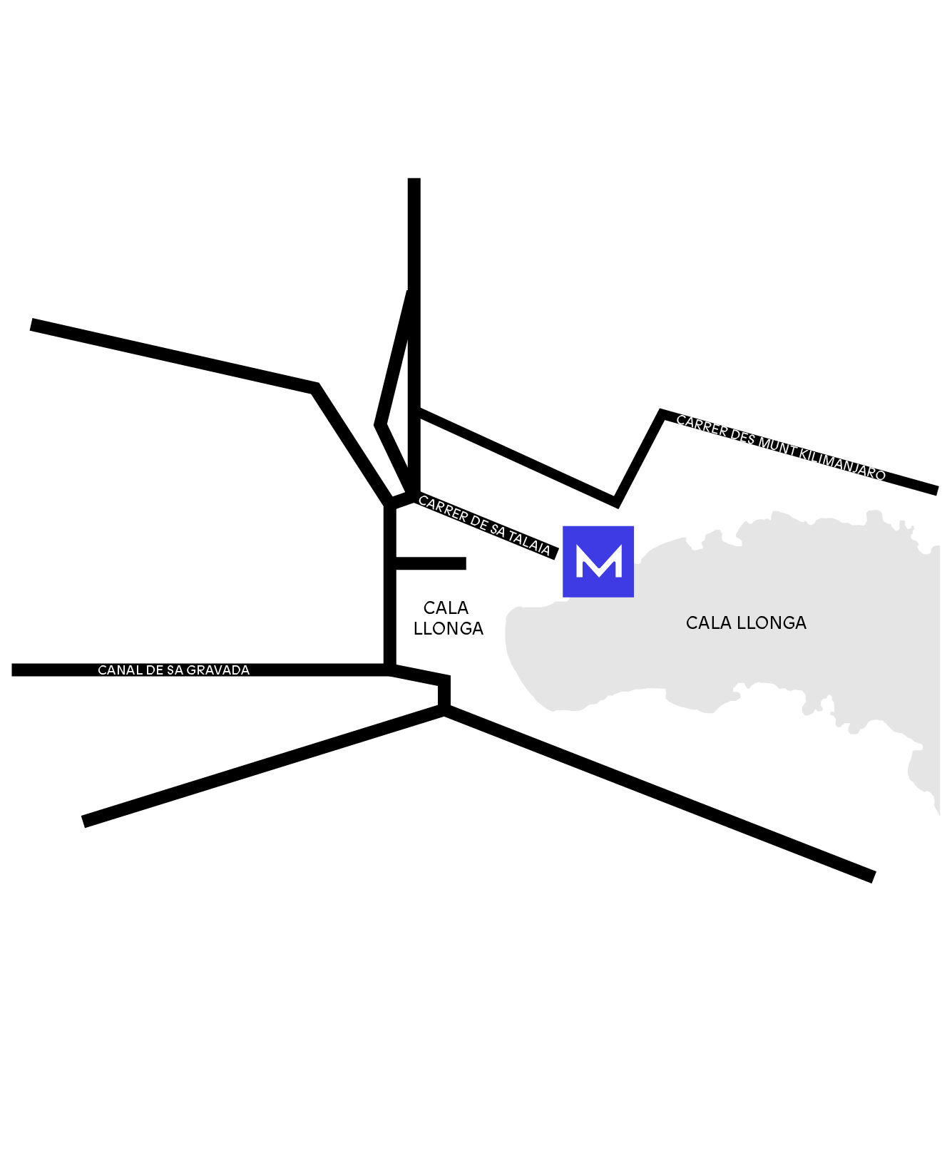 Street map showing the location of Mondrian Ibiza