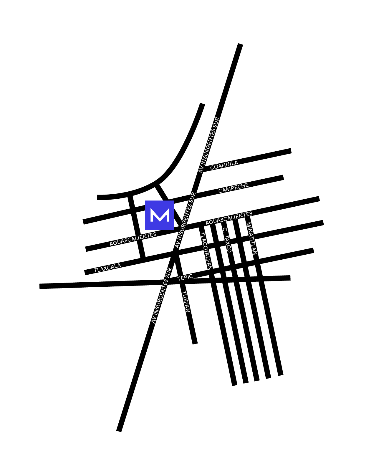 Street map showing the location of Mondrian Mexico City Condesa