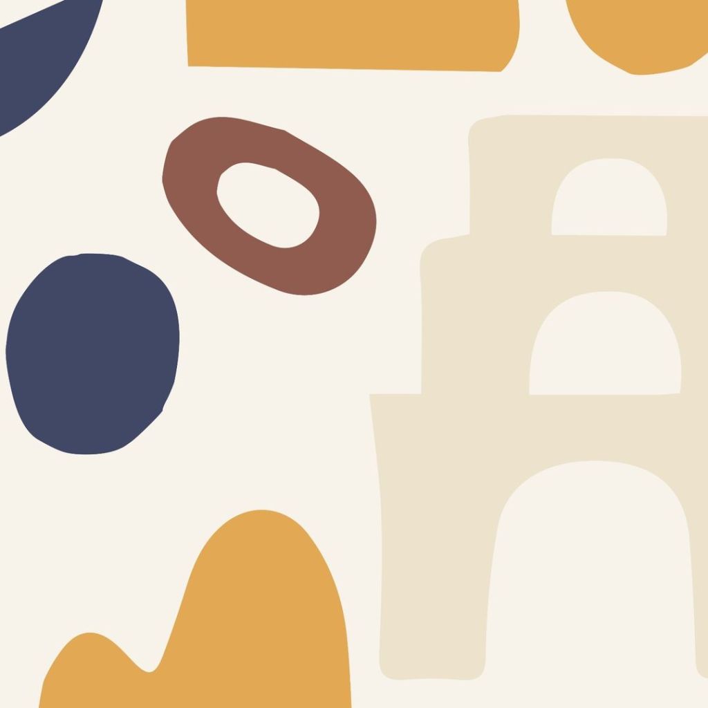 Various color shapes on a beige background